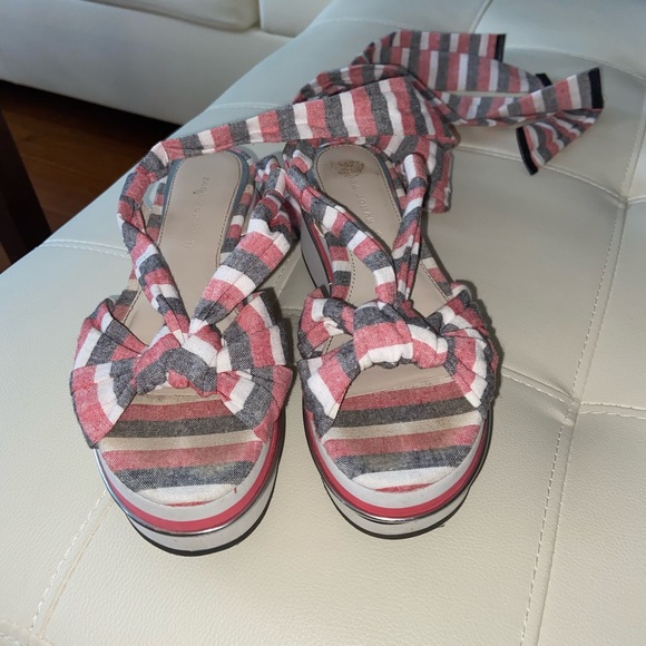 Zara tie around leg wedge size 35 unique super cute for summer - Picture 2 of 4